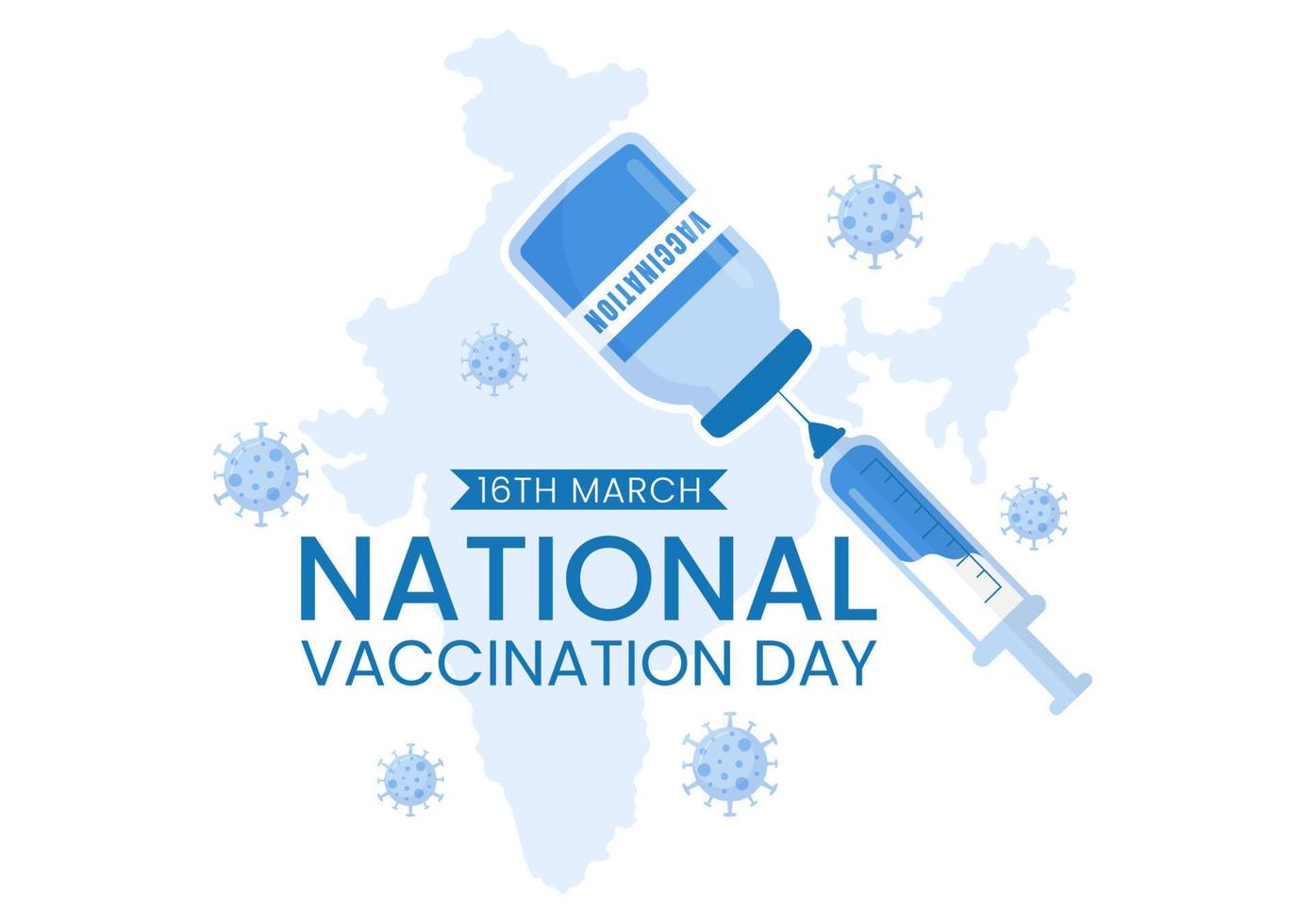 National Vaccination Day on March 16 Illustration with Vaccine Syringe for Strong Immunity in Flat Cartoon Hand Drawn to Landing Page Template vector