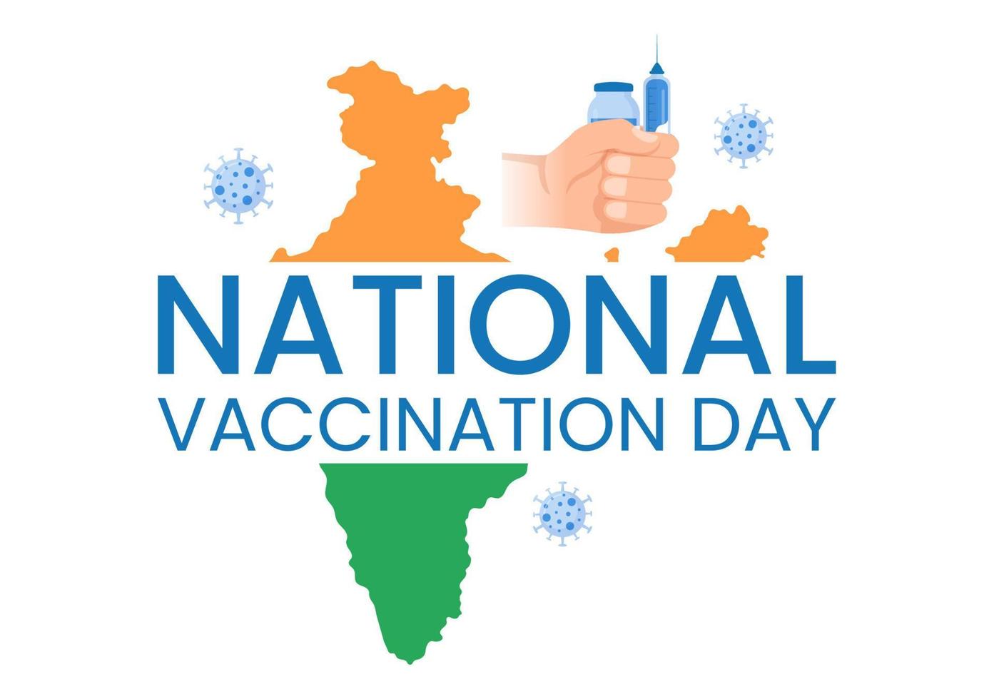 día nacional de vacunación el 16 de marzo ilustración con jeringa de vacuna para una fuerte inmunidad en dibujos animados planos dibujados a mano en la plantilla de la página de inicio vector
