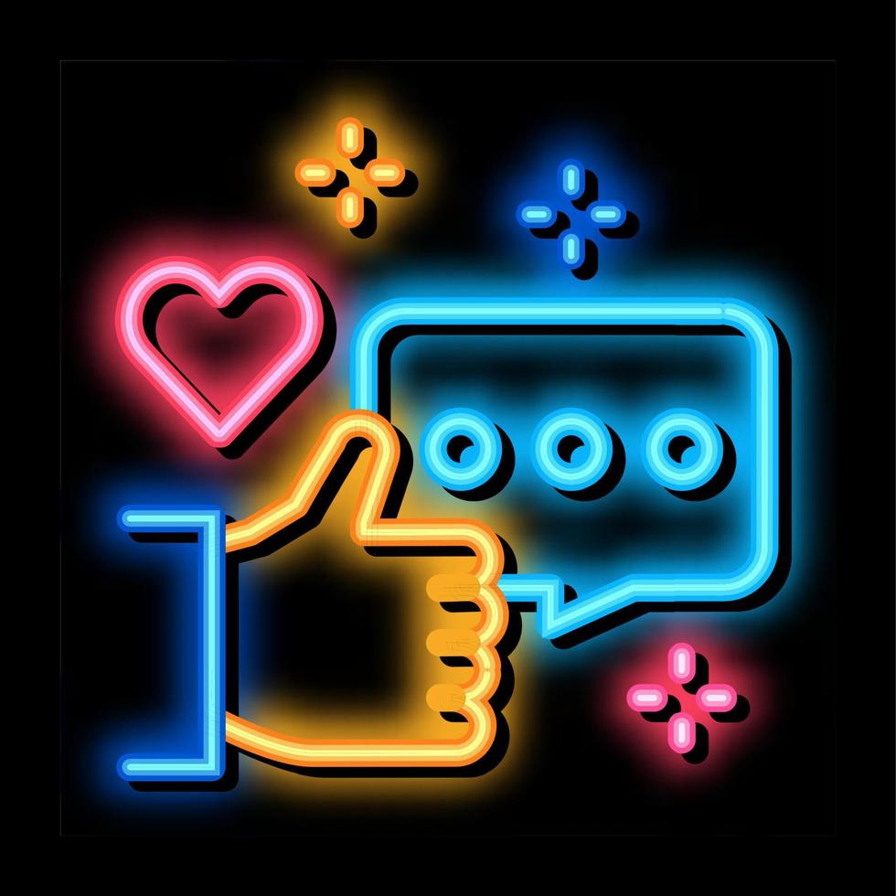 ilustración de icono de brillo de neón de comunicación de chat de amor vector