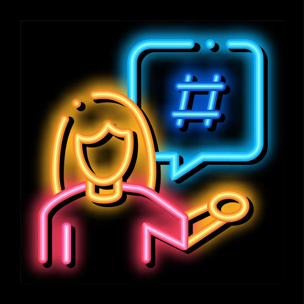 female discontent neon glow icon illustration vector