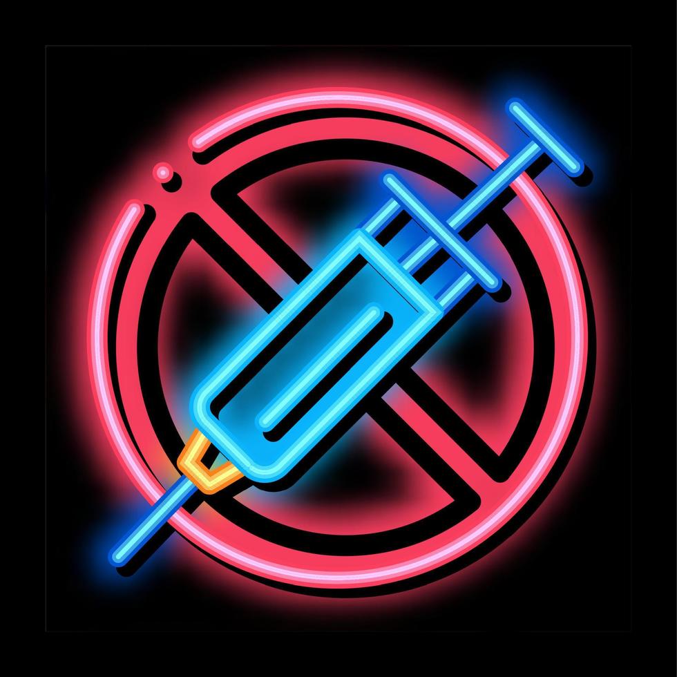 injection ban neon glow icon illustration vector