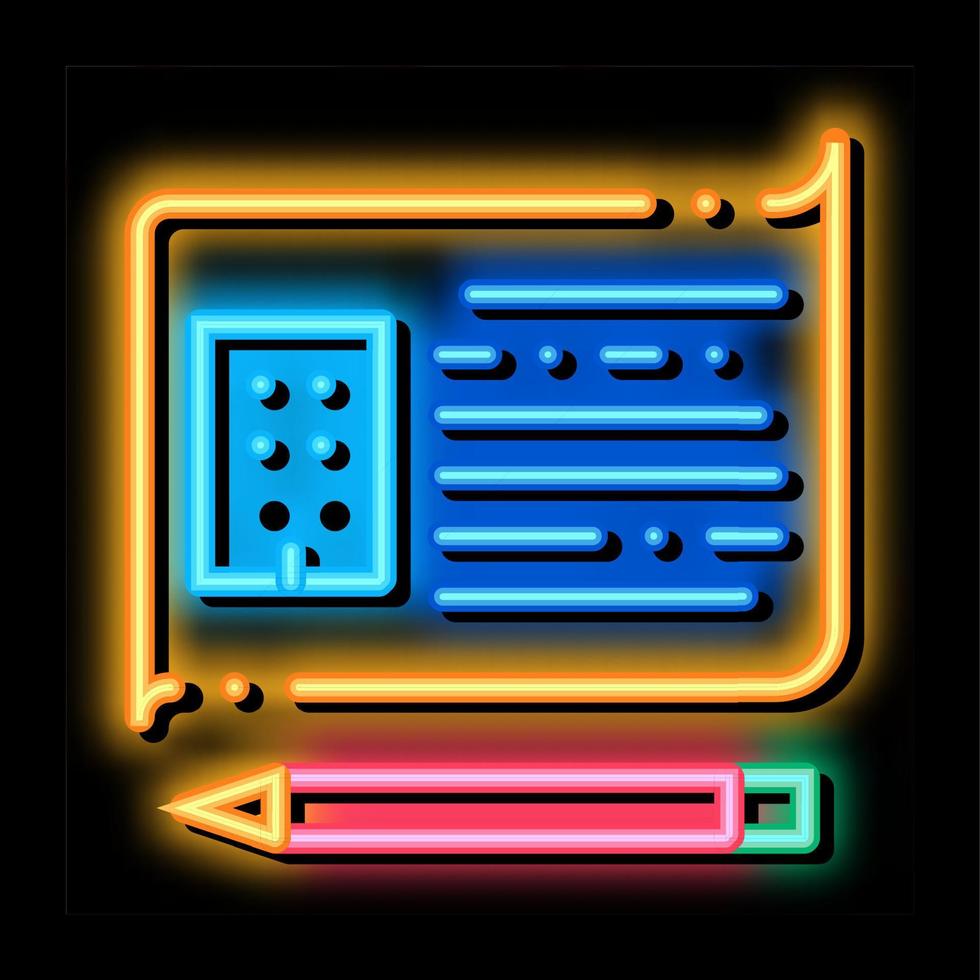 written building information model neon glow icon illustration vector