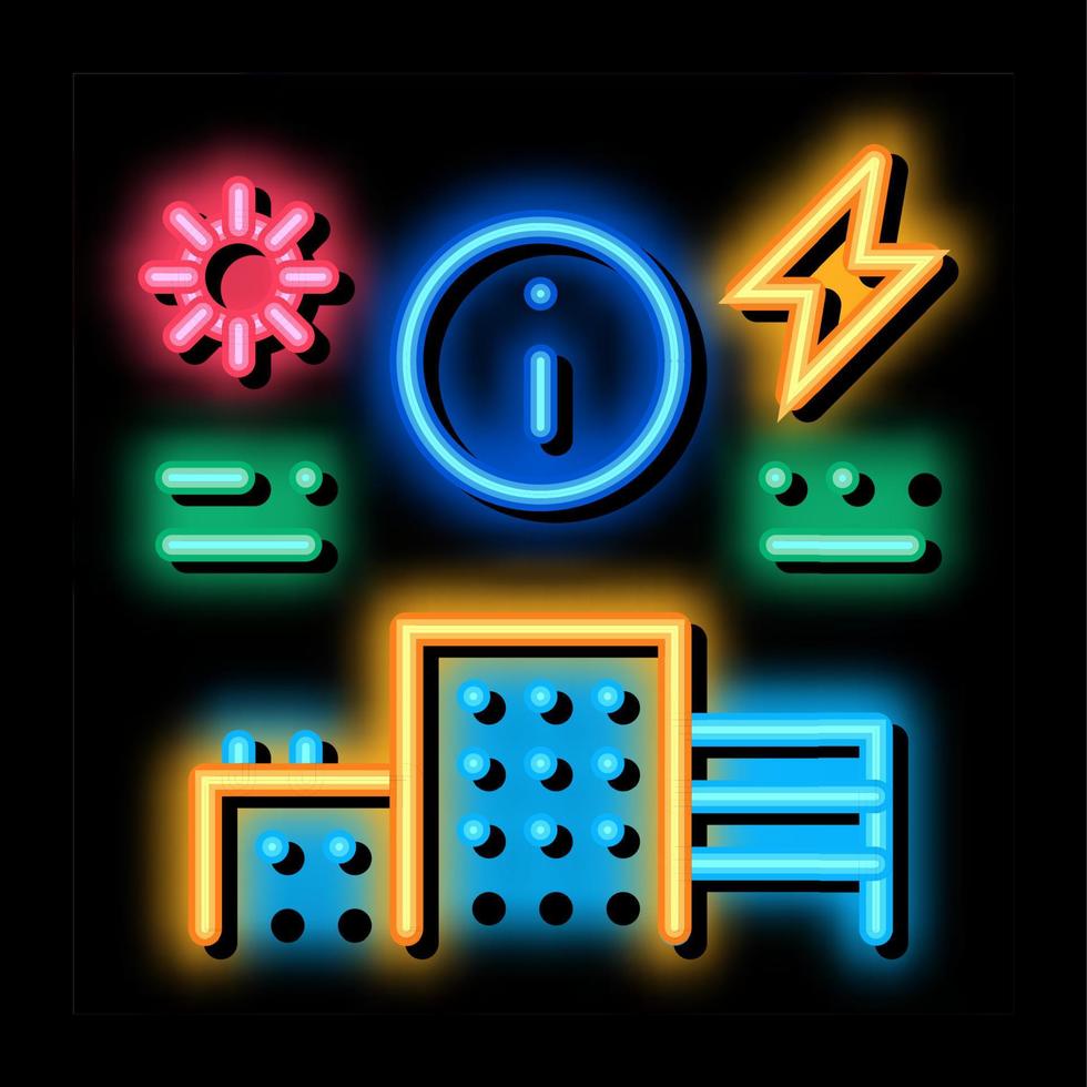 information about supply of electricity to house neon glow icon illustration vector