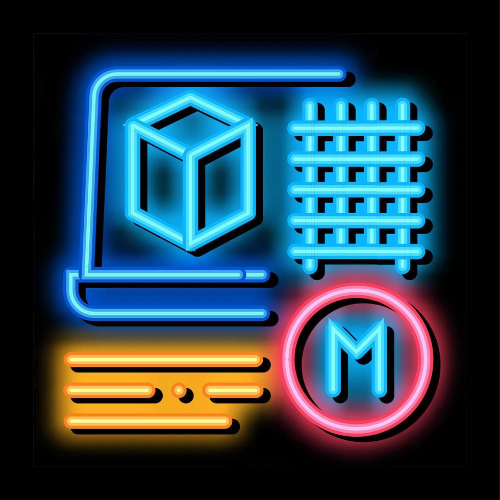 modeling of building materials neon glow icon illustration vector