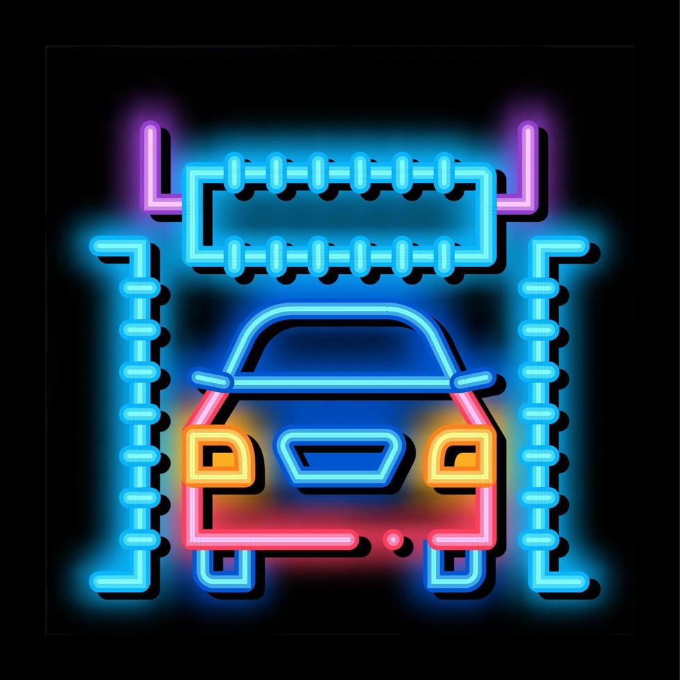 automatic car wash neon glow icon illustration vector