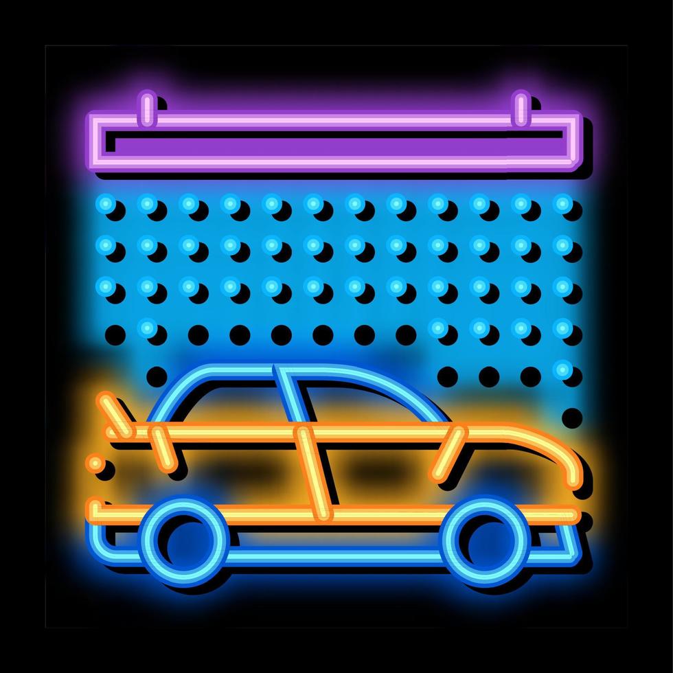 ilustración de icono de brillo de neón de lavado de auto continuo vector