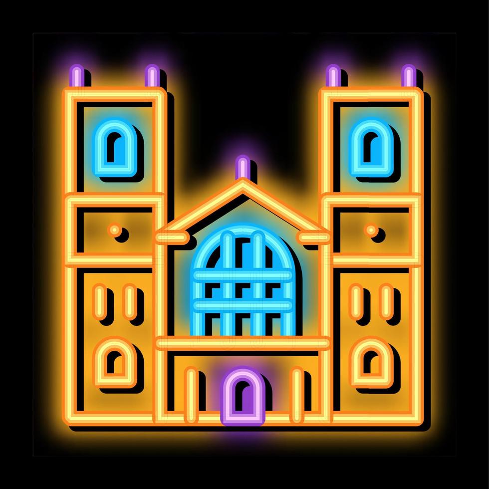 ilustración de icono de resplandor de neón de fachada de castillo vector