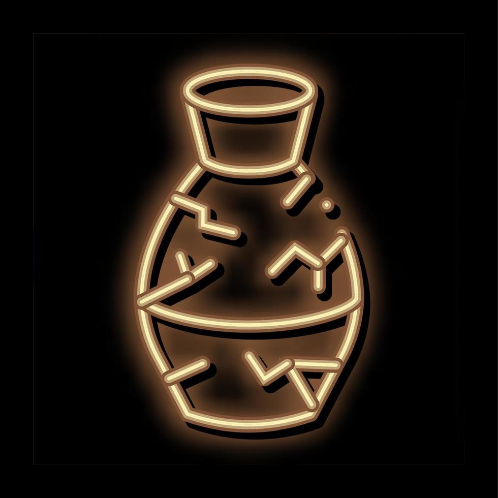 broken clay vase neon glow icon illustration vector