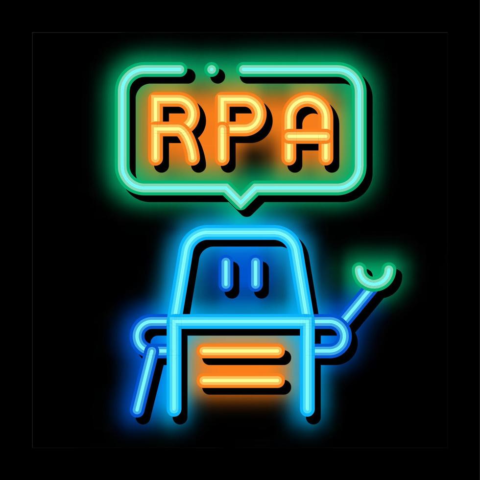 process automation robot neon glow icon illustration vector