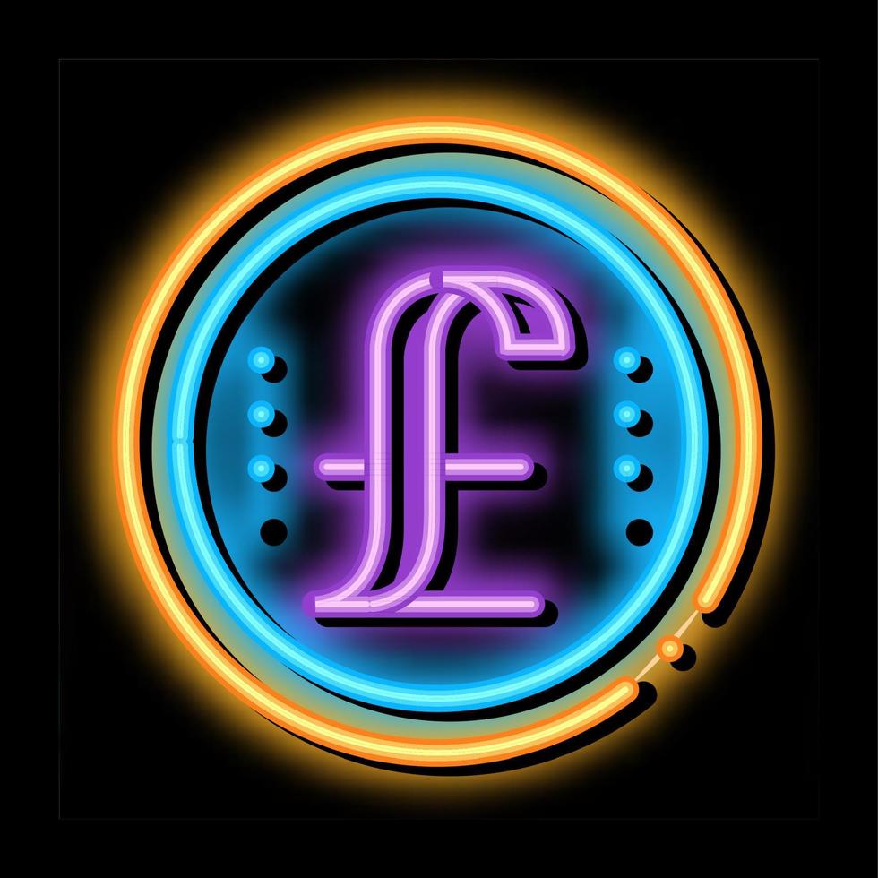 pound coin neon glow icon illustration vector