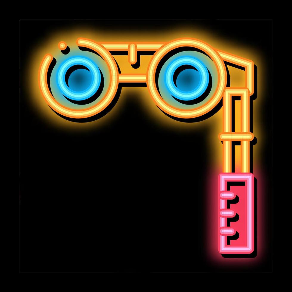 Binoculars neon glow icon illustration vector