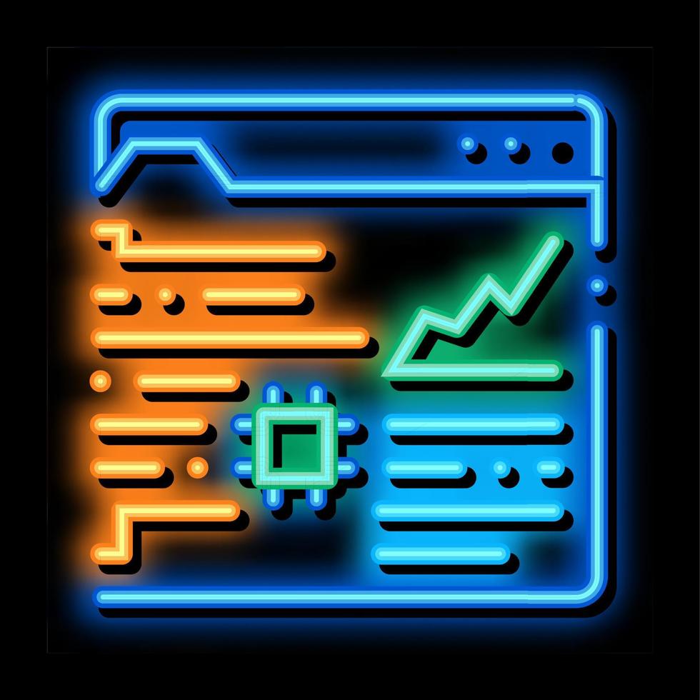 robotic process automation neon glow icon illustration vector