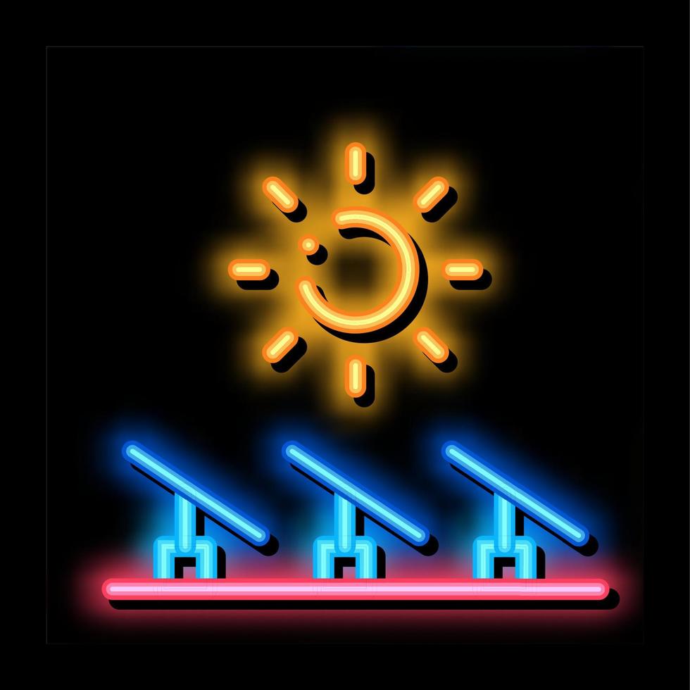 several solar panels neon glow icon illustration vector