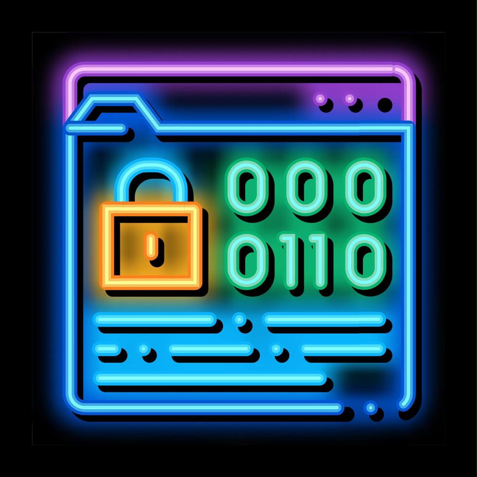 binary code protection neon glow icon illustration vector
