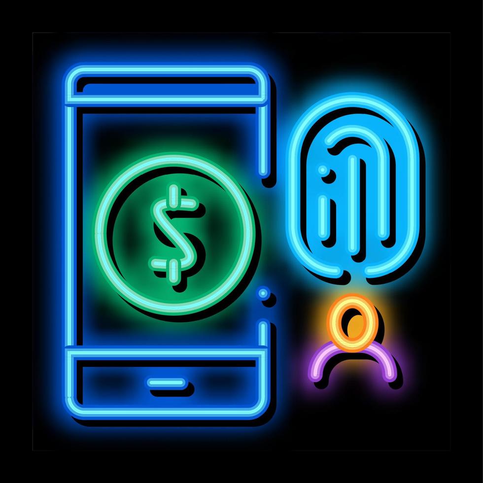 fingerprint access to accounts neon glow icon illustration vector