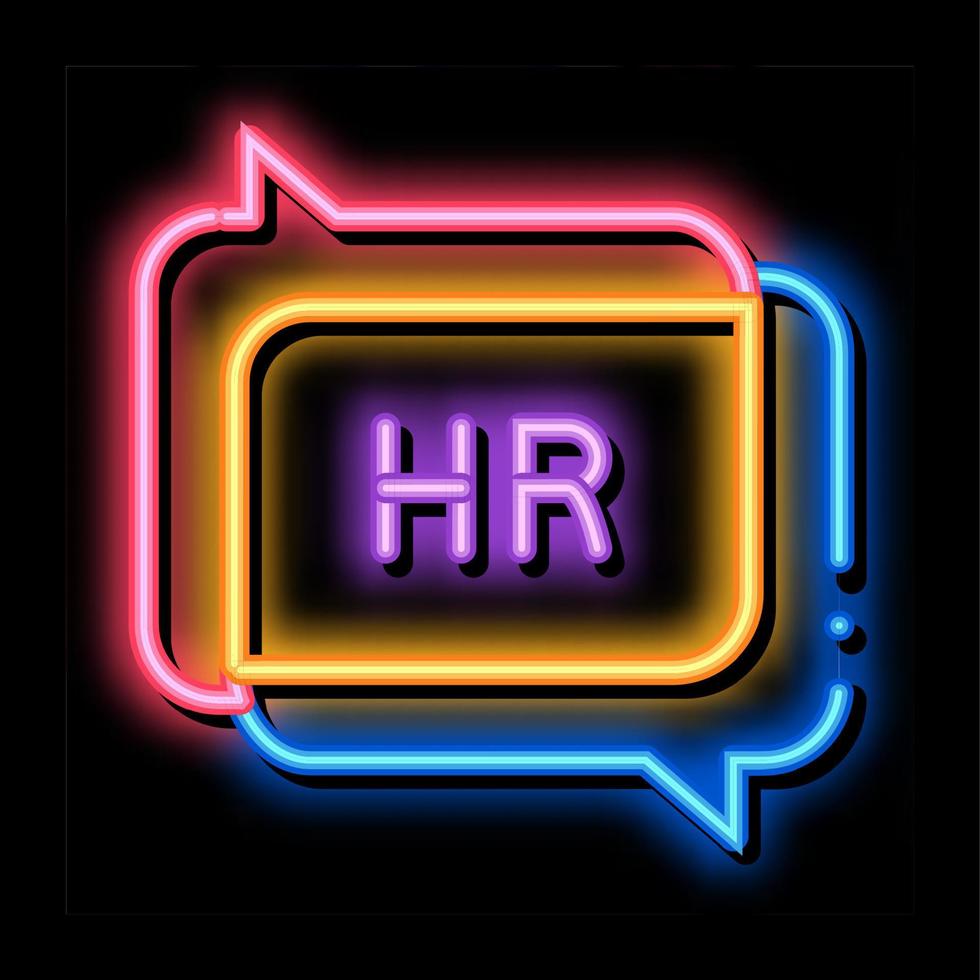 mensaje de chat hr neon resplandor icono ilustración vector