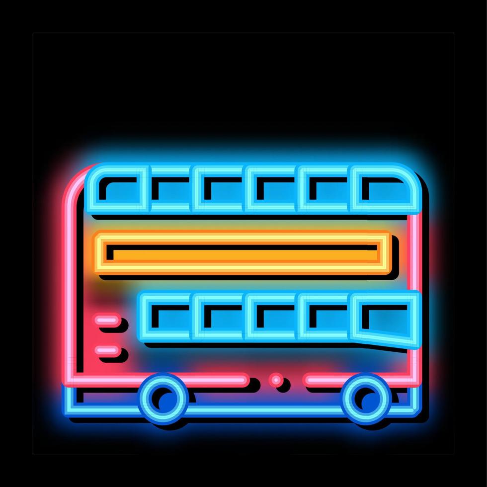 double decker sightseeing bus neon glow icon illustration vector