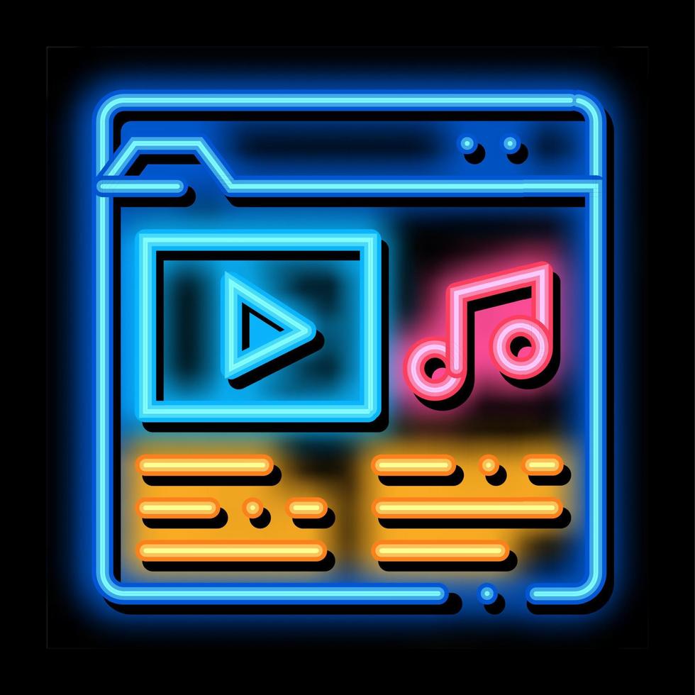Music Folder with Songs neon glow icon illustration vector