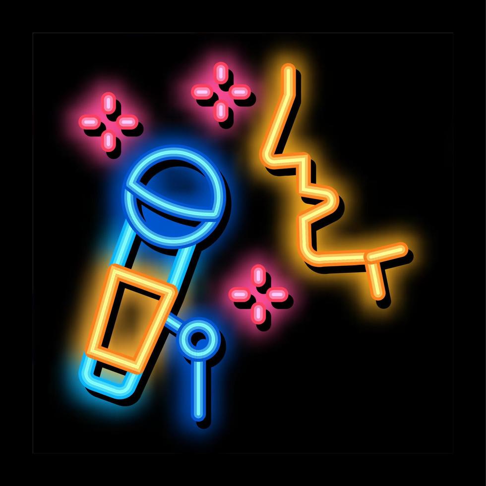 Human Singing in Microphone neon glow icon illustration vector