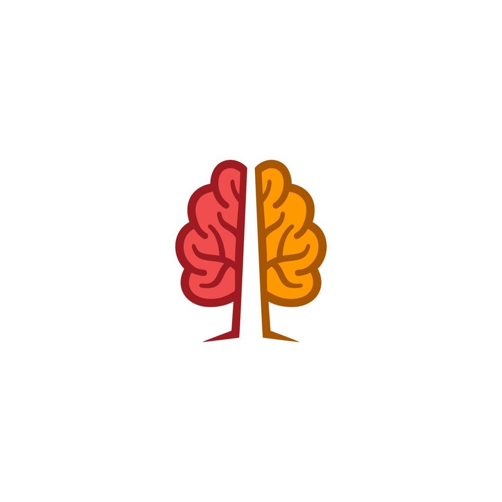 plantilla de logotipo de vector de árbol cerebral. logotipo de árbol estilizado hecho con cerebro.