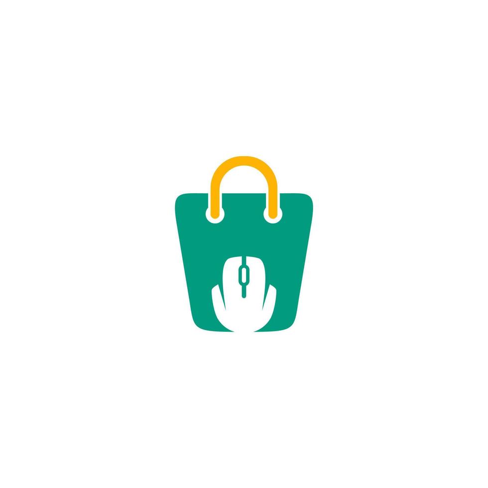 plantilla de diseño de logotipo de tienda en línea. diseño de vector de bolsa de compras. símbolo del mercado digital