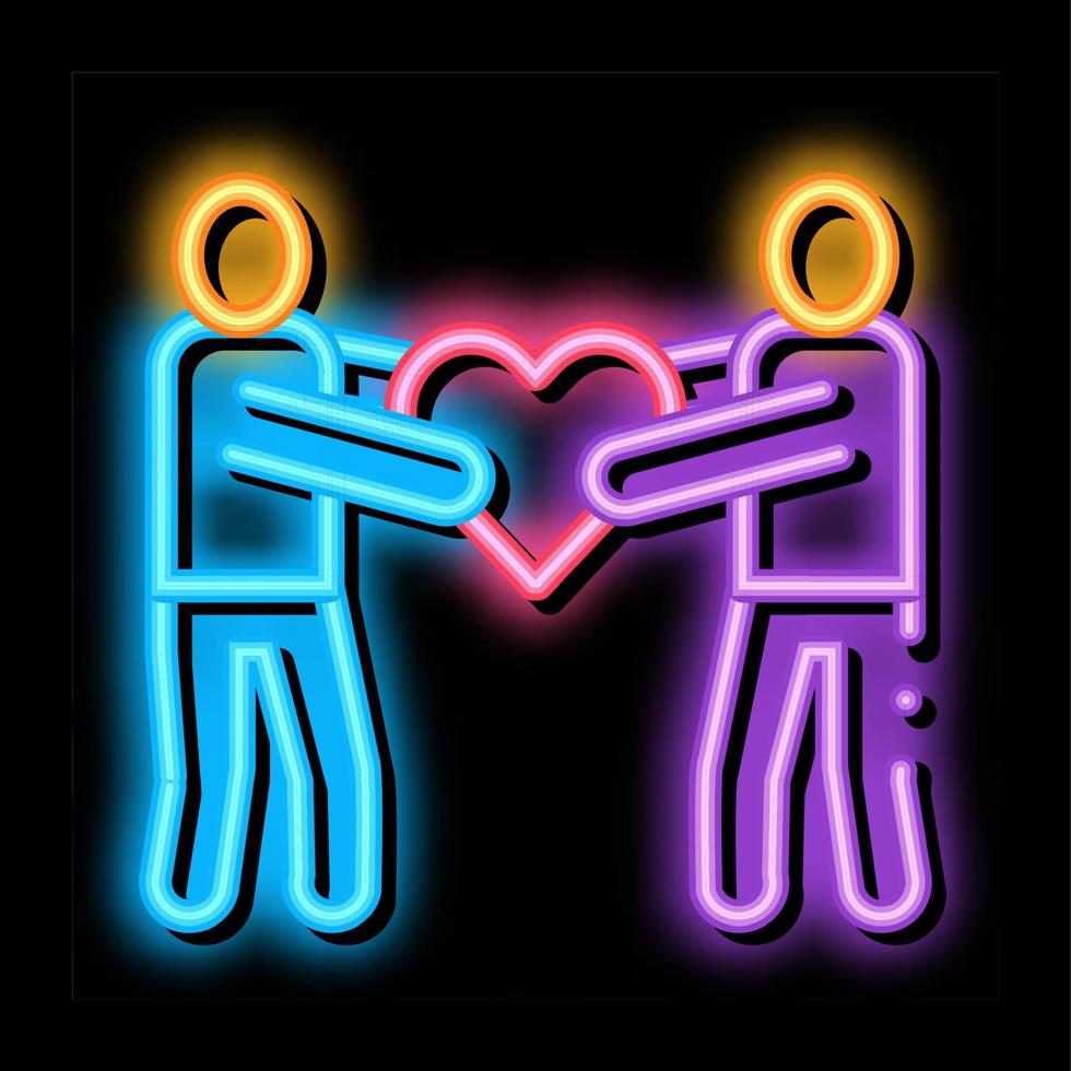 Human Share Heart neon glow icon illustration vector