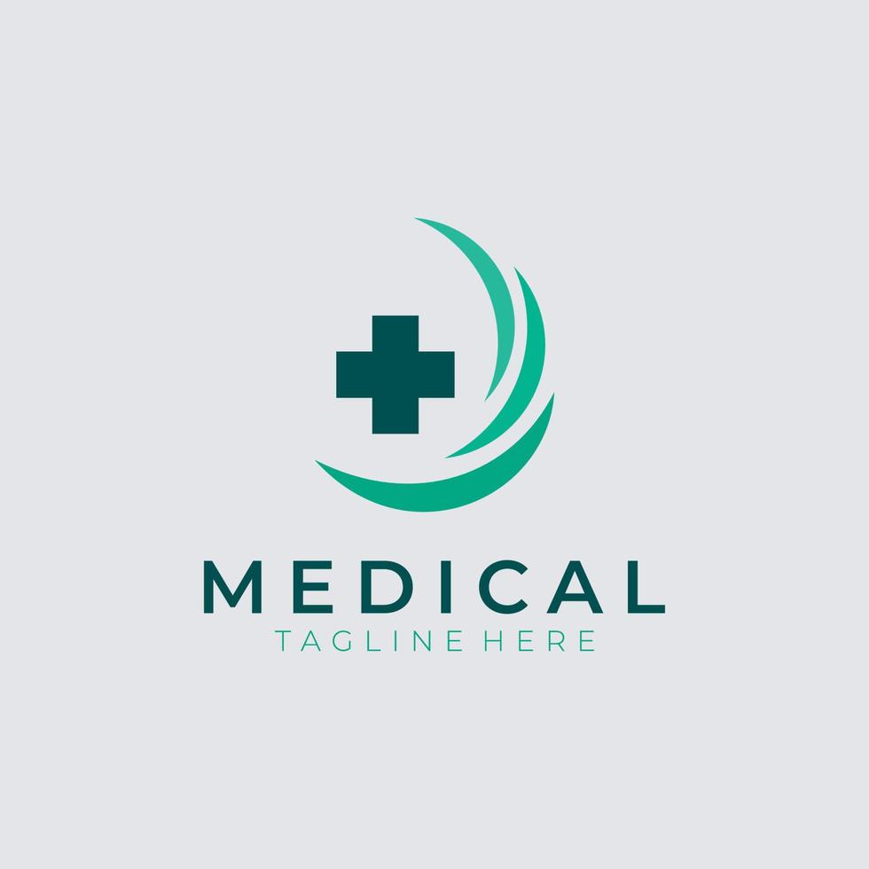 signo cruzado logotipo médico símbolo de salud icono de farmacia. elemento de plantilla de diseño de logotipo de vector plano