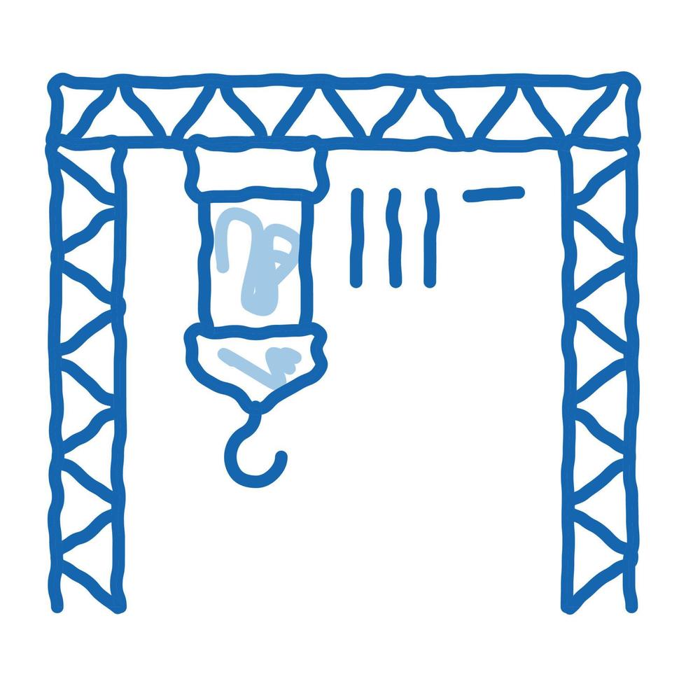 industrial crane doodle icon hand drawn illustration vector