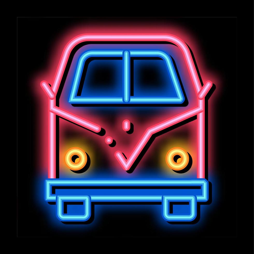 ilustración de icono de resplandor de neón van bus vector