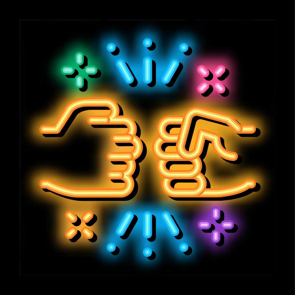 Friend Fist Bump neon glow icon illustration vector