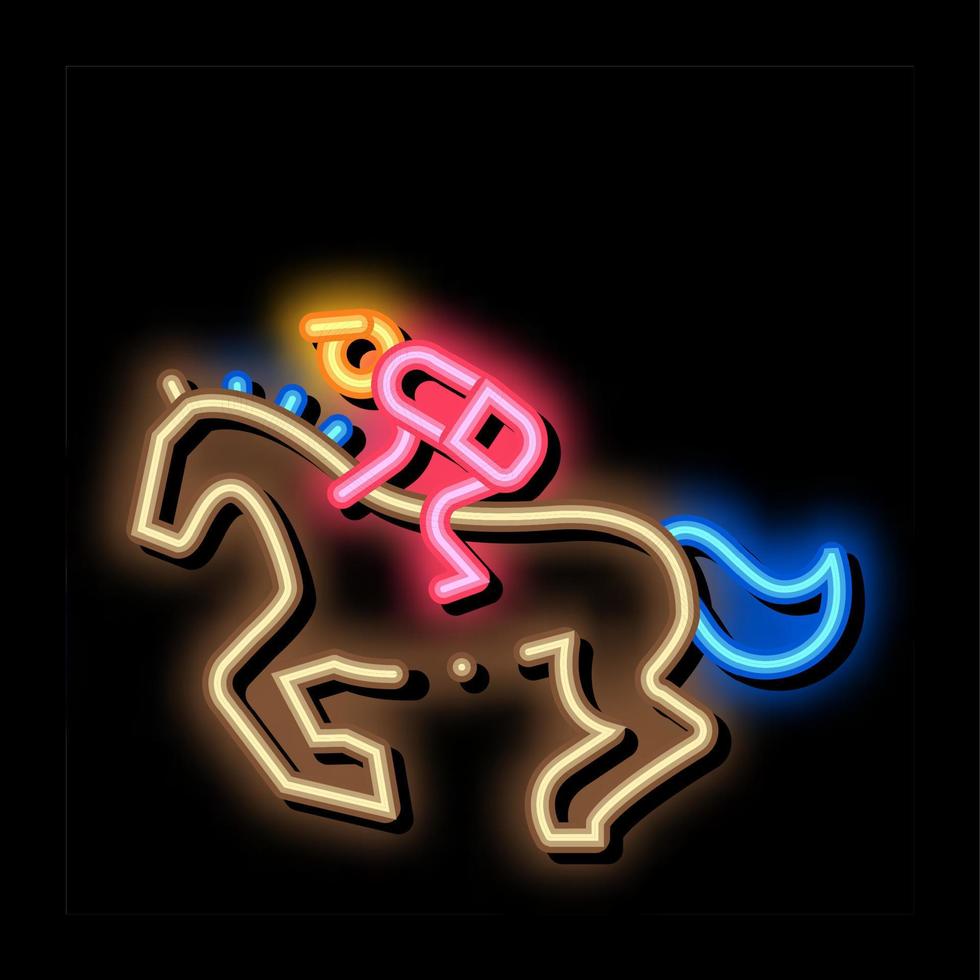 ilustración de icono de resplandor de neón de caballo corriendo vector