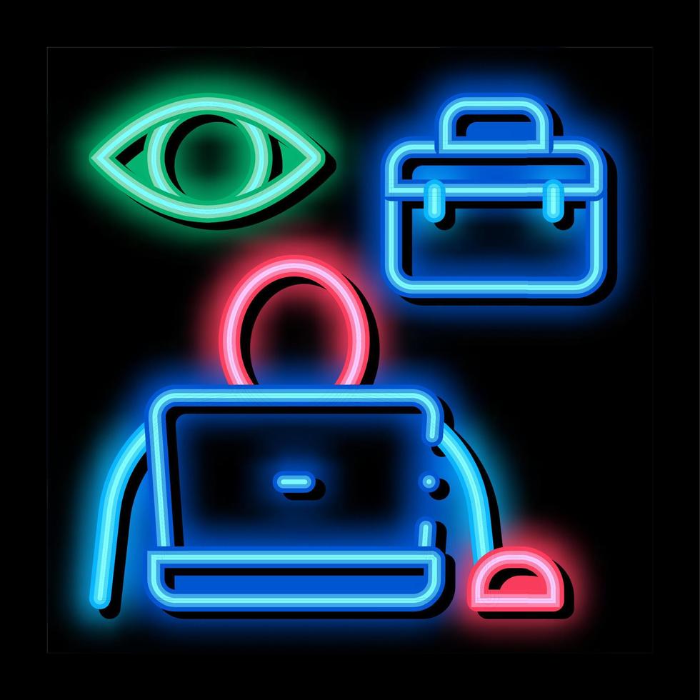 employee supervision neon glow icon illustration vector