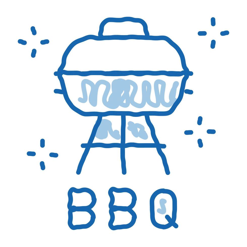 equipo de barbacoa doodle icono dibujado a mano ilustración vector