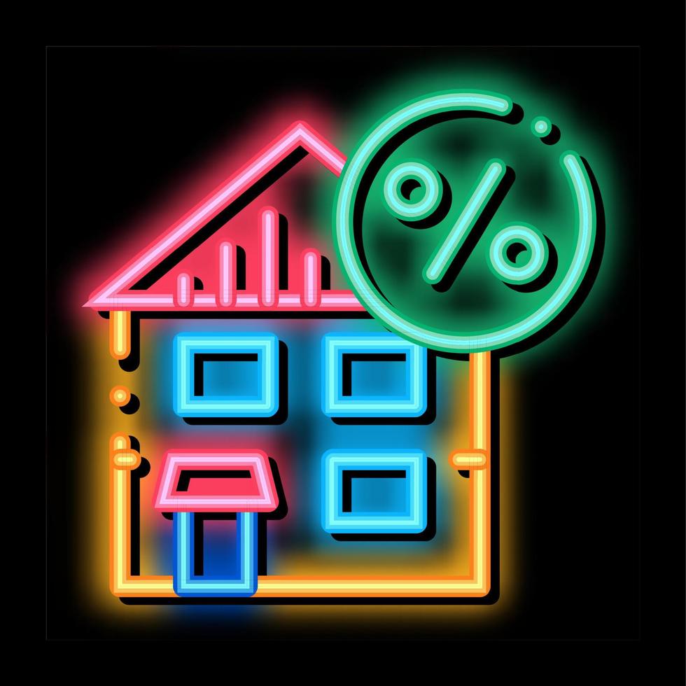 House Tax Percent neon glow icon illustration vector