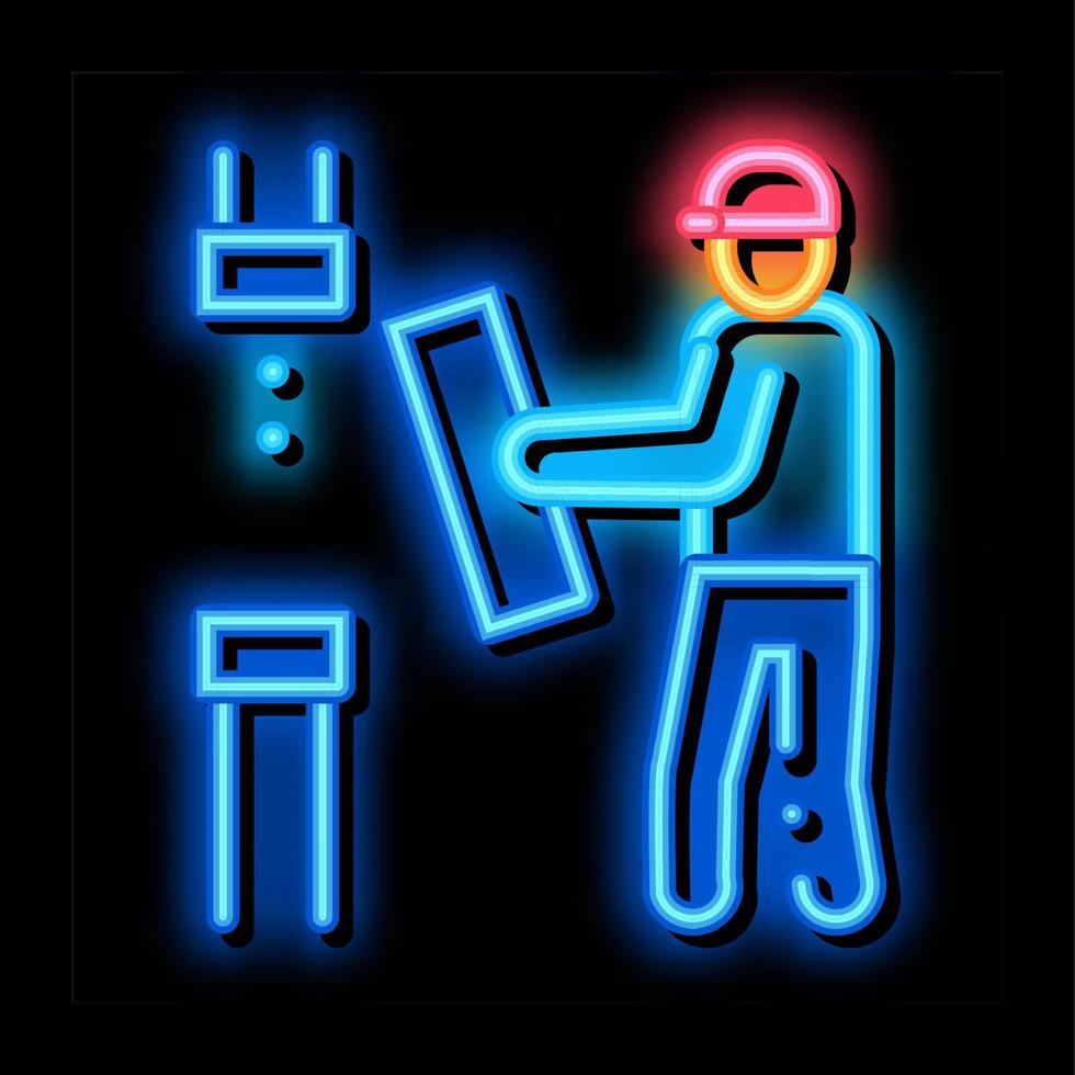 Man Change Pipe neon glow icon illustration vector