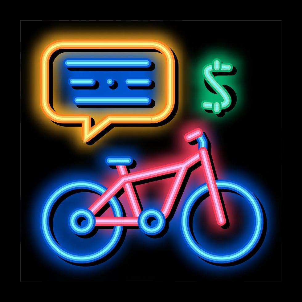 payment for using bicycle neon glow icon illustration vector