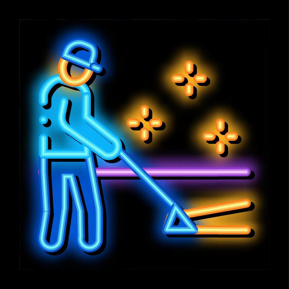 carpet cleaner worker neon glow icon illustration vector