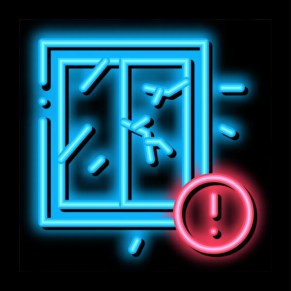 cracked window because of ertnquake neon glow icon illustration vector