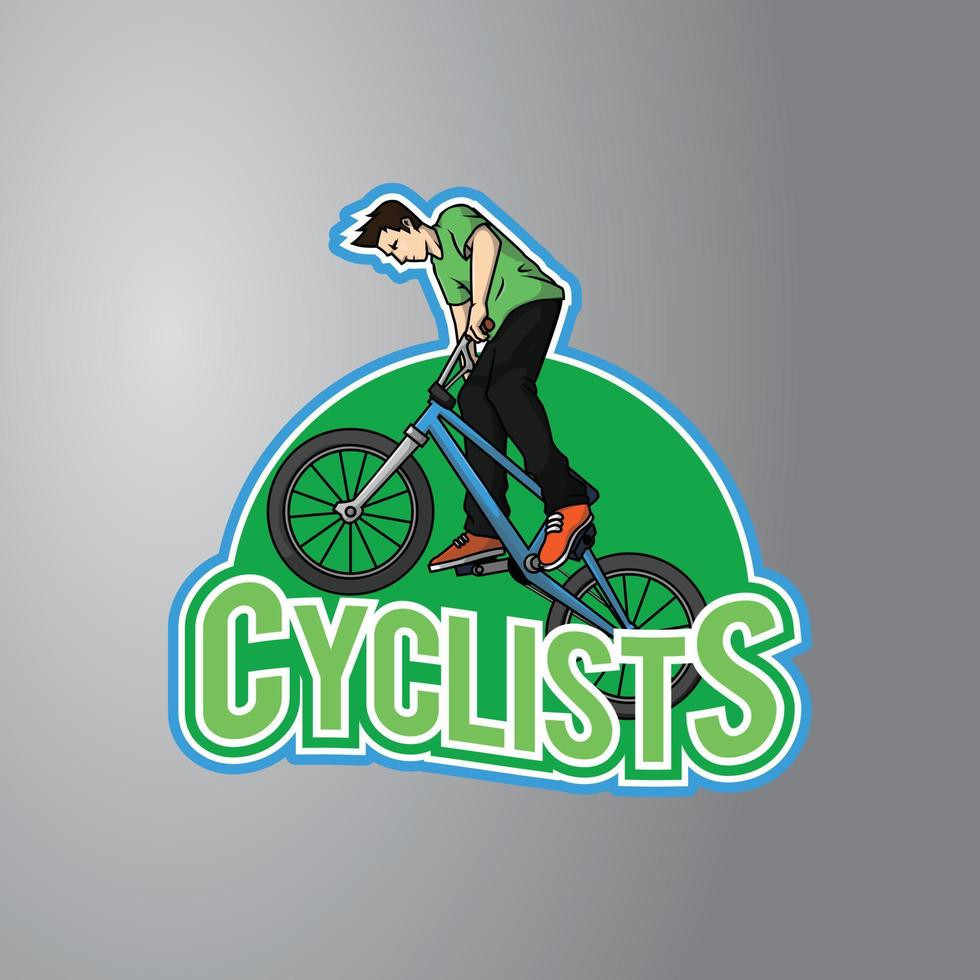 Cyclist Illustration Design Badge vector