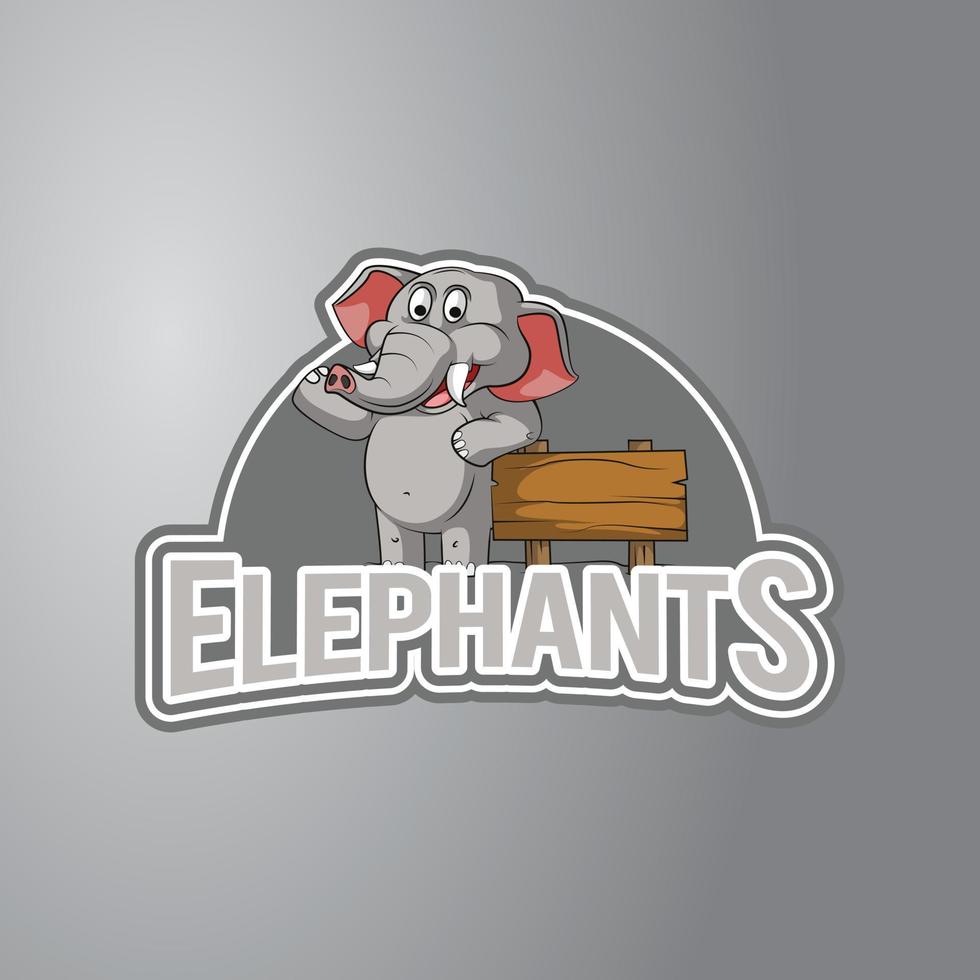 Elephant Illustration Design Badge vector