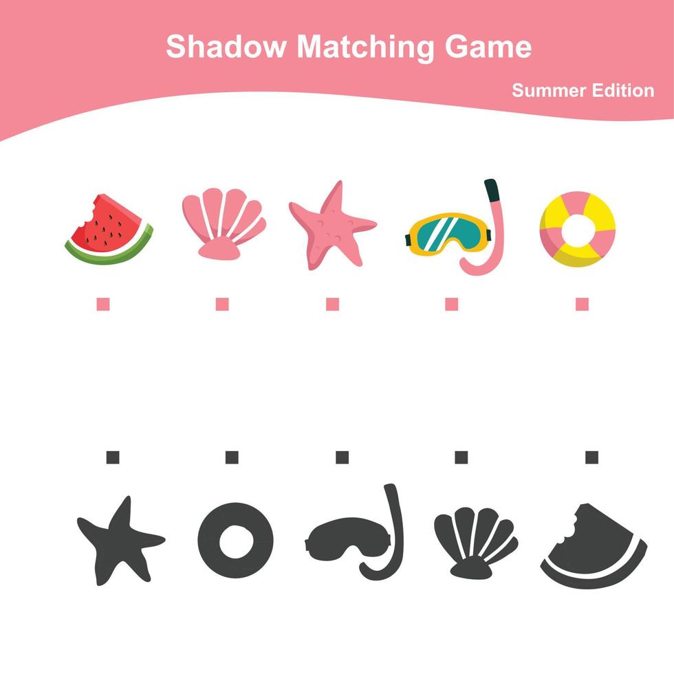 Find the correct shadow. Educational matching game for children. Kids educational game. Preschool worksheet activity. Vector file.