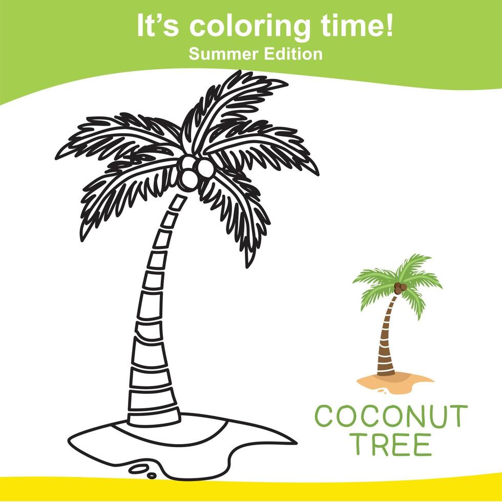 Coloring worksheet. Summer theme. Educational printable coloring worksheet. Vector file.