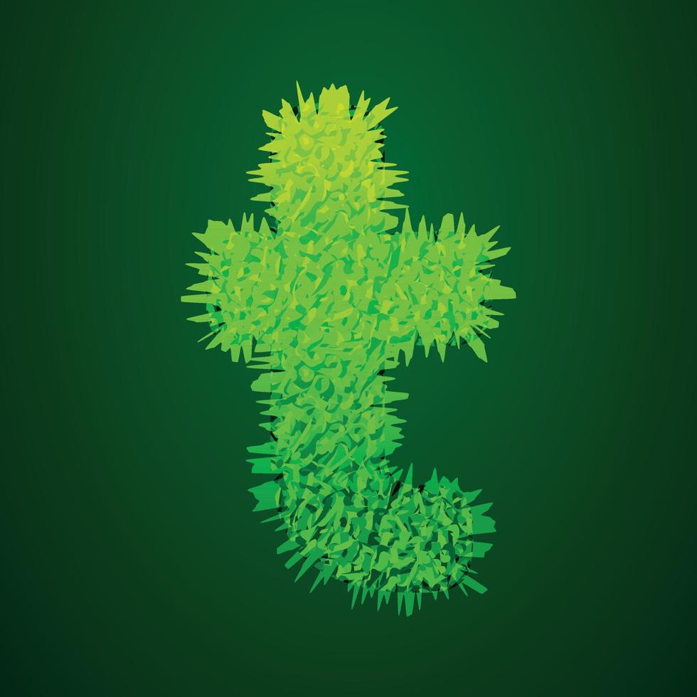 Grassy 3d illustration of small letter t vector