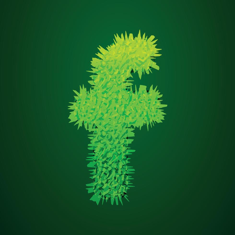 Grassy 3d illustration of small letter f vector