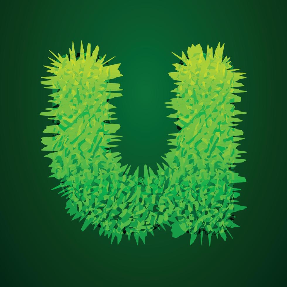 Grassy 3d illustration of small letter u vector