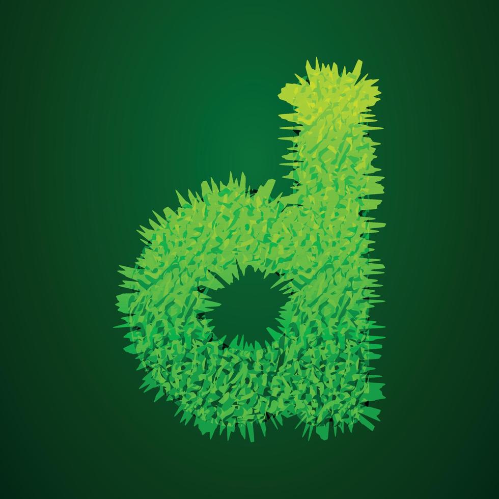 Grassy 3d illustration of small letter d vector