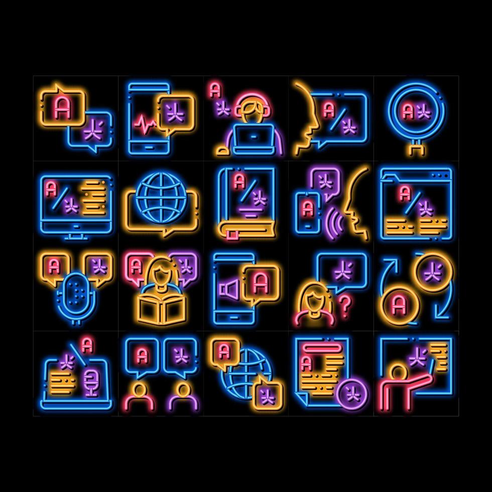 Interpreter Translator neon glow icon illustration vector