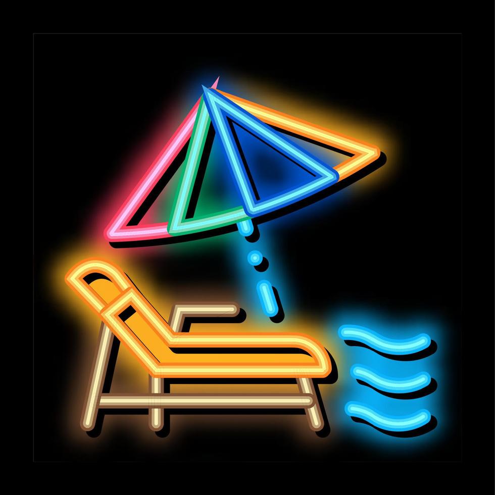 Deck Chair With Umbrella neon glow icon illustration vector