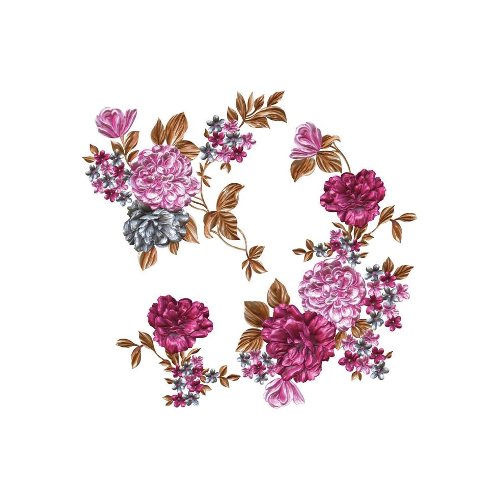 Flower illustration,Botanical floral background,Decorative flower pattern,Digital painted flower,Flower pattern for textile design,Flower bouquets,Floral wedding invitation template. vector