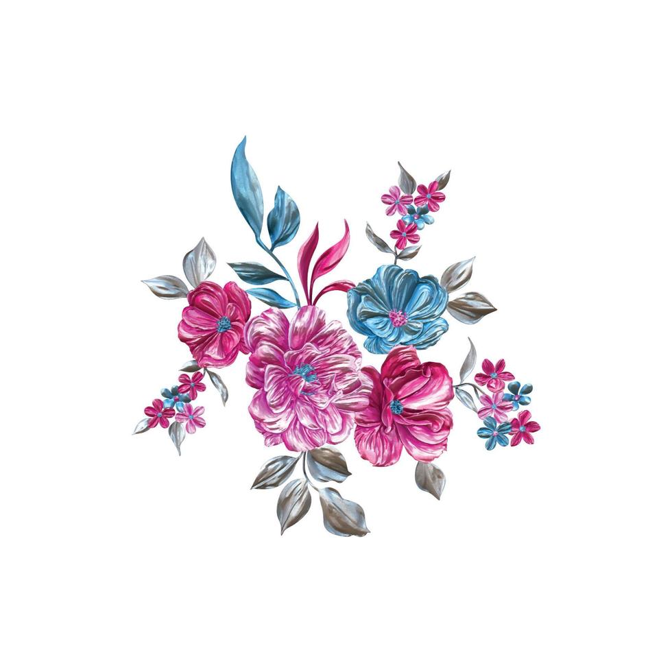 Flower illustration,Botanical floral background,Decorative flower pattern,Digital painted flower,Flower pattern for textile design,Flower bouquets,Floral wedding invitation template. vector
